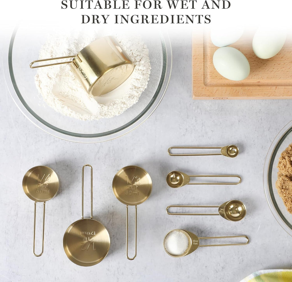 Richburn 4-Piece Gold Stainless Steel Measuring Cup Set – Durable and Stylish Kitchen Measuring Tools for Baking and