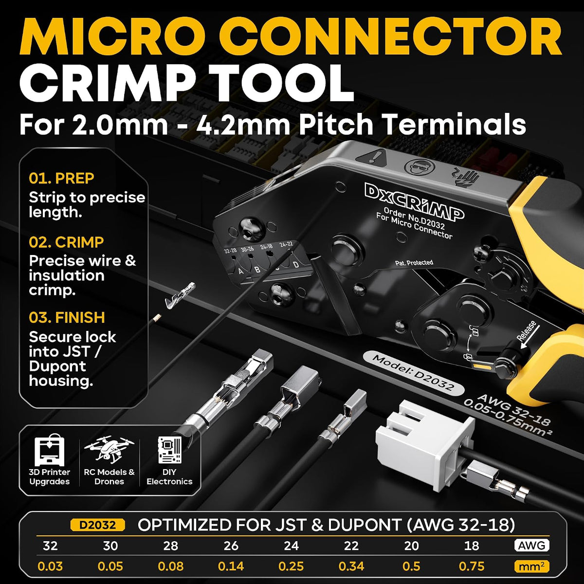 Crimping Tool Kit, 28 Types JST-XH 2.5mm & 2.54mm Dupont Connectors