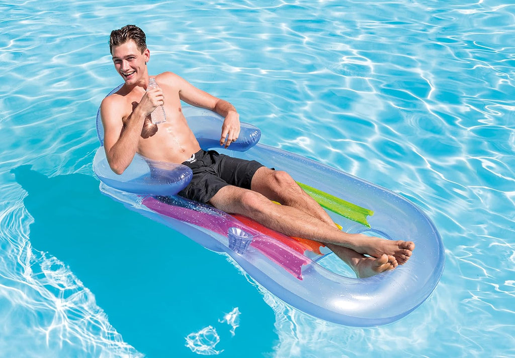 King Kool Inflatable Lounge, 63" X 33.5", 1 Pack (Colors May Vary)