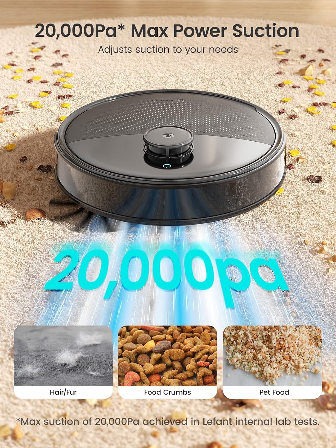 Robot Vacuum and Mop, 20000Pa Suction,Multifunctional Dock with Hot Water Self-Cleaning&Drying, Obstacle