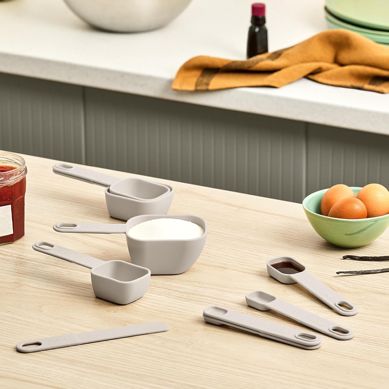 9-Piece Nested Measuring Cups & Spoons Set, Stackable, 4 Cups, 4 spoons, 1 Leveler, Non-slip handles, Kitchen Cooking
