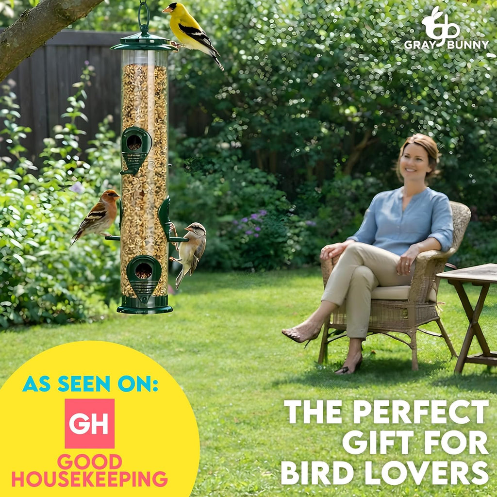 Squirrel Proof Bird Feeders for Outdoors 6 Port Metal Tube