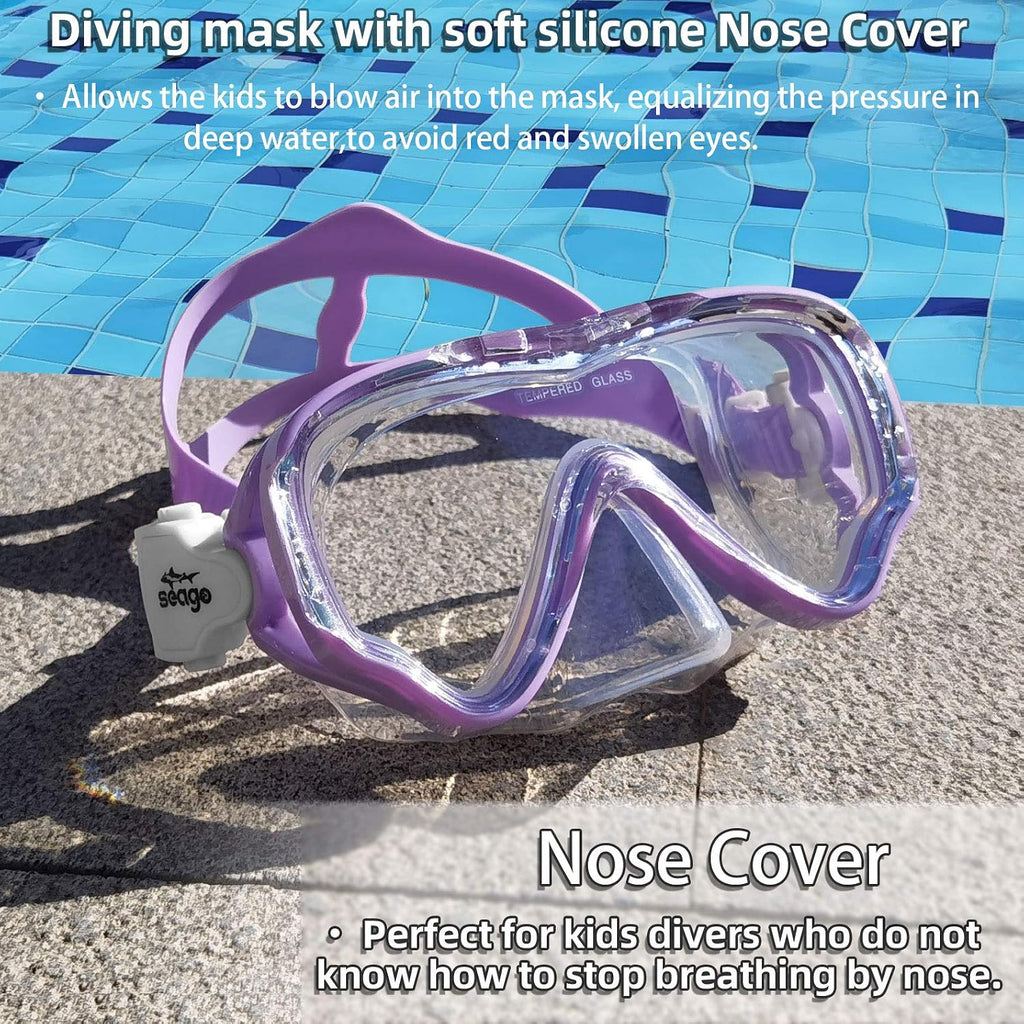 Kids Swim Goggles Snorkel Diving Mask for Youth(5-15), Anti-Fog 180° Clear View
