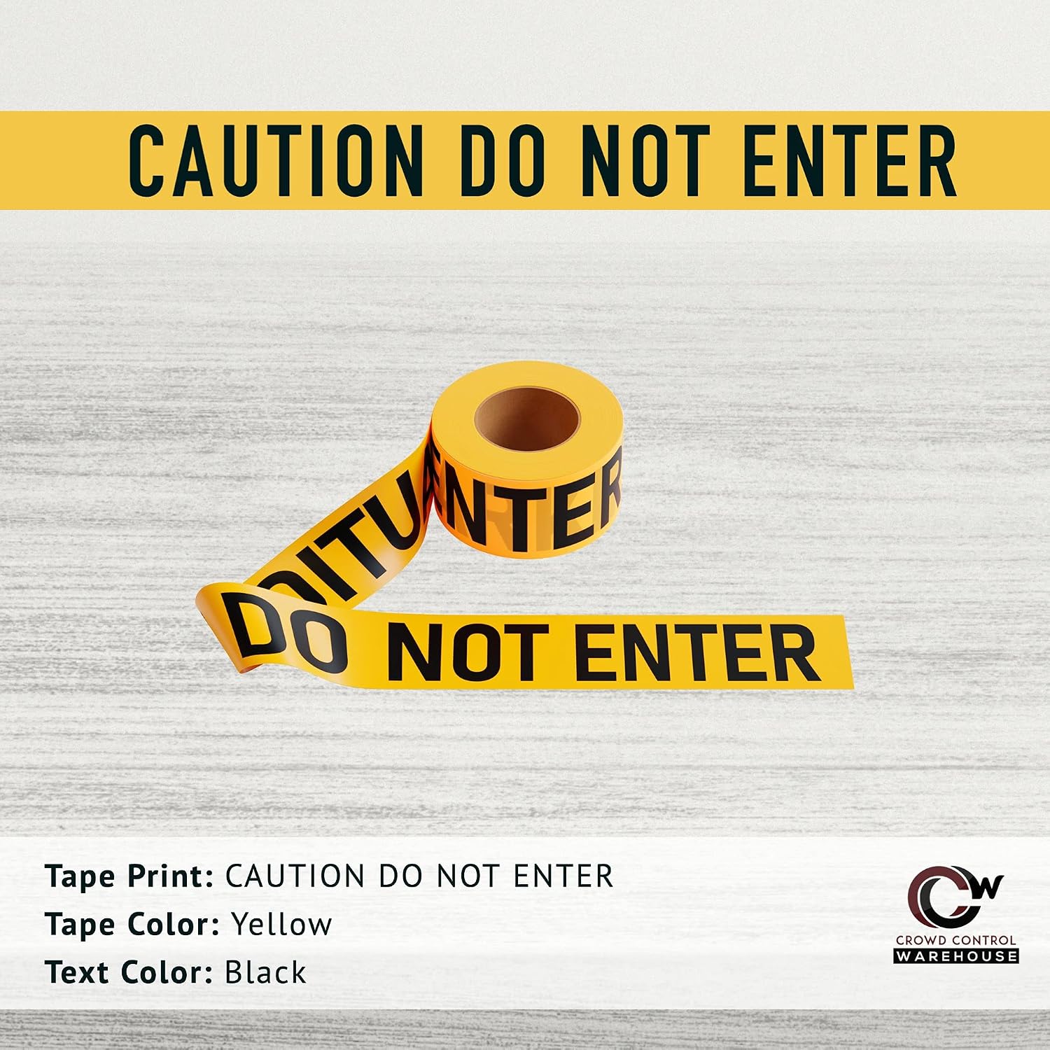 PE Warning Tape, Caution DO NOT Enter | Yellow, 3 in X 1000 Ft, 2.0 Mil Thick, With High-visibility Black Print for
