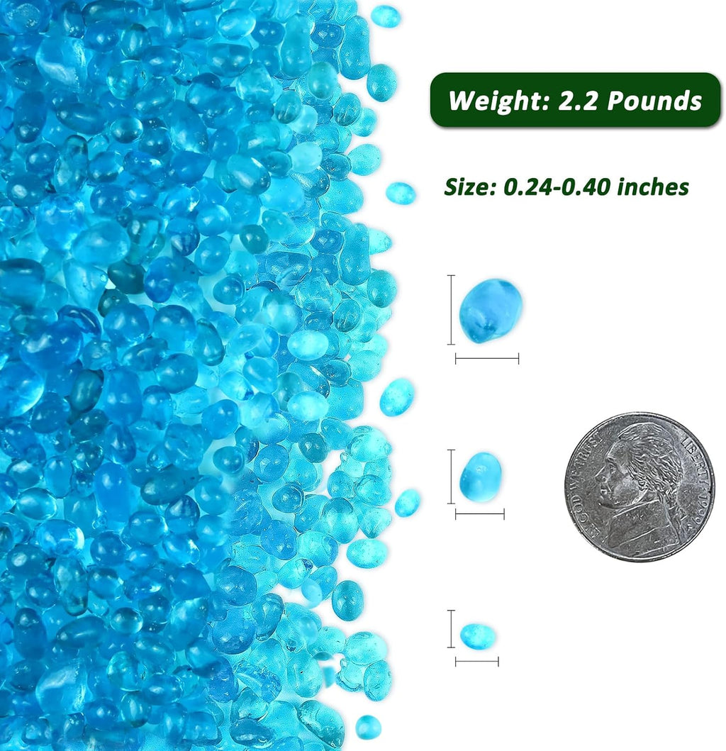 2.2 Lbs Small Aquarium Substrate Gravel Sand, Polished Smooth Fish Tank Gravel, Colorfast Uncoated Vibrant Blue Sea