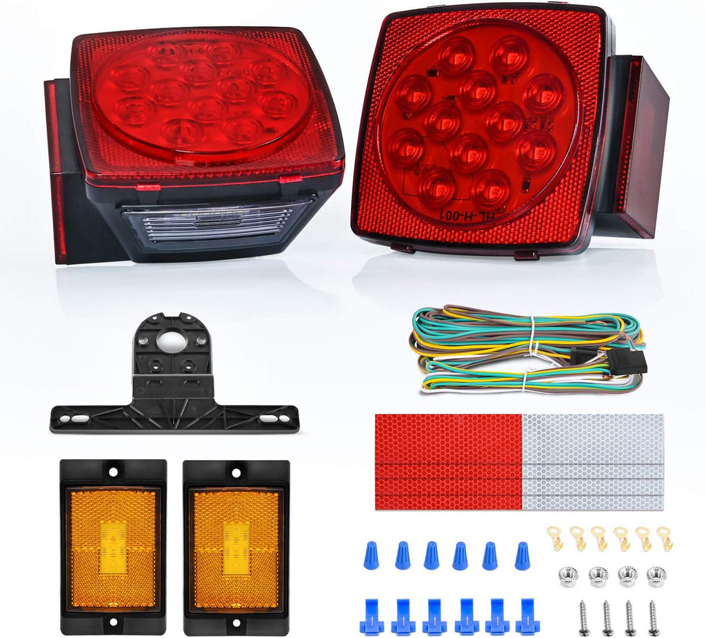 Square Submersible LED Trailer Light Kit,IP68 Waterproof 2PCS
