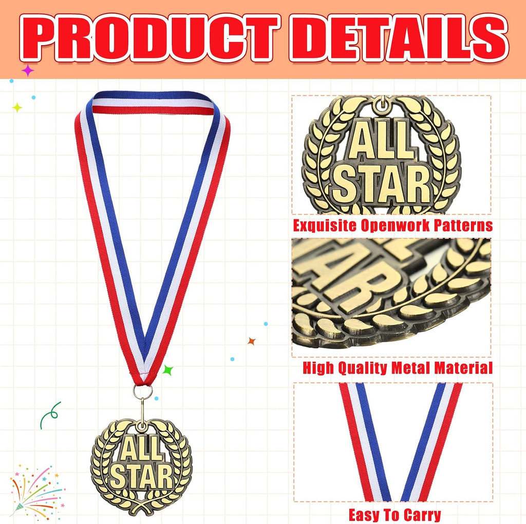 2'' Gold Award Medals Bulk Winner Medals with Neck Ribbons Metal Trophy Award Prize Gift for Tournaments