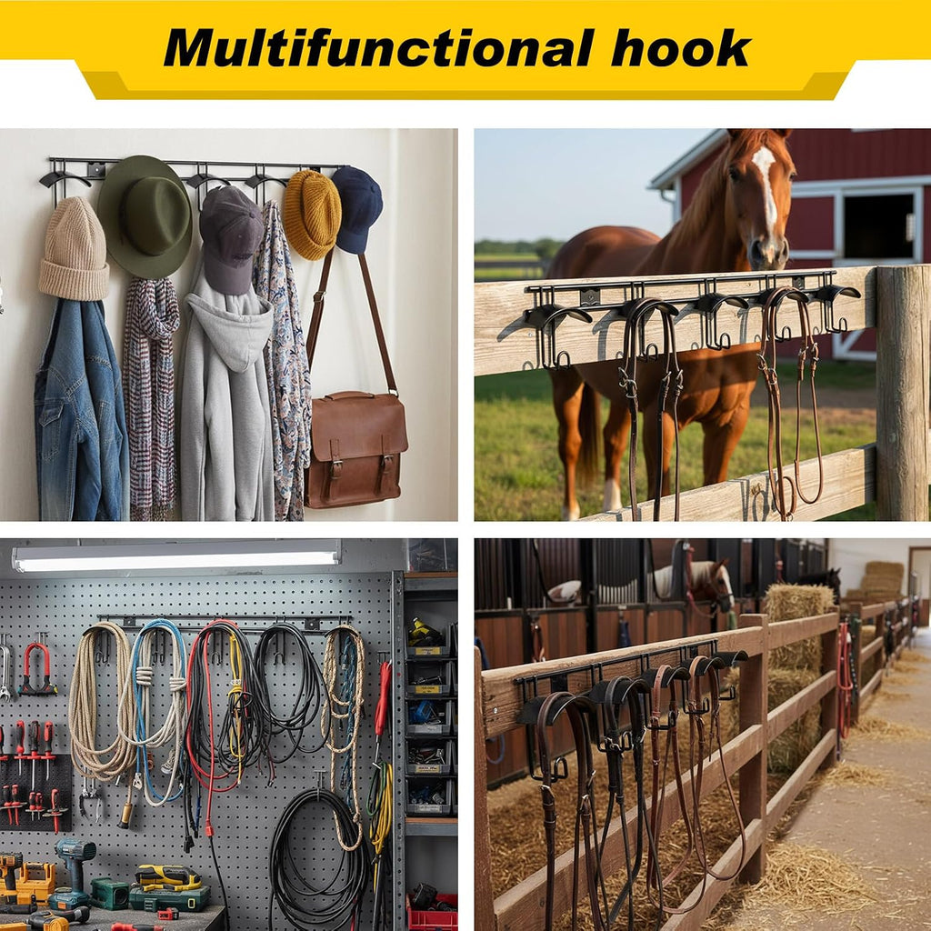 1 Pcs Bridle Rack for Horse Wall Mount, Horse Tack Bulk, Five Hooks