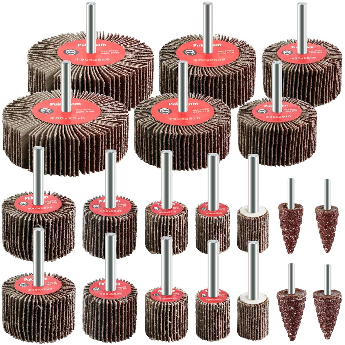 20 Pcs Flap Wheel Sander Set 80 Grit Sanding Wheel