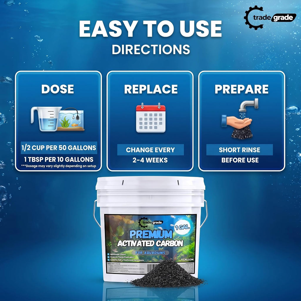 TradeGrade Premium Activated Carbon (1 Gallon) Granular Charcoal Filter Media for Aquariums & Water Purification