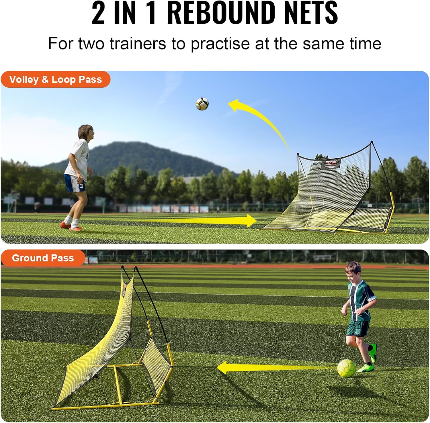 Soccer Trainer，Portable Soccer Rebounder Net, Iron Soccer Practice Equipment, Sports Football Rebounder Wall with