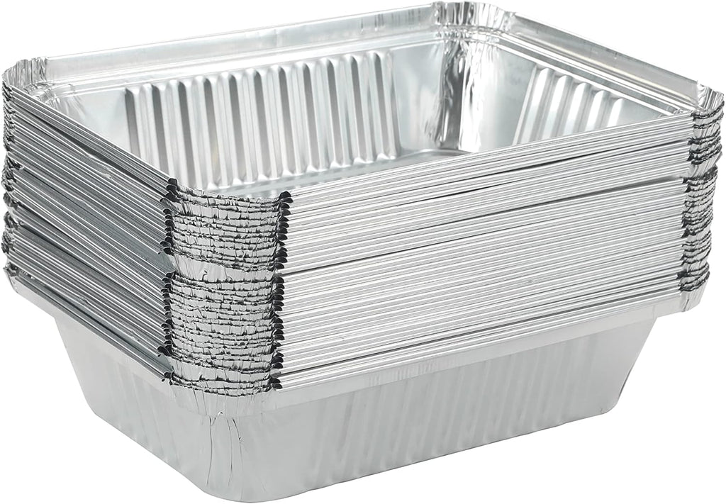 25Pack Disposable Aluminum Foil Pans with Lids 8.5x6.3-2.25LB