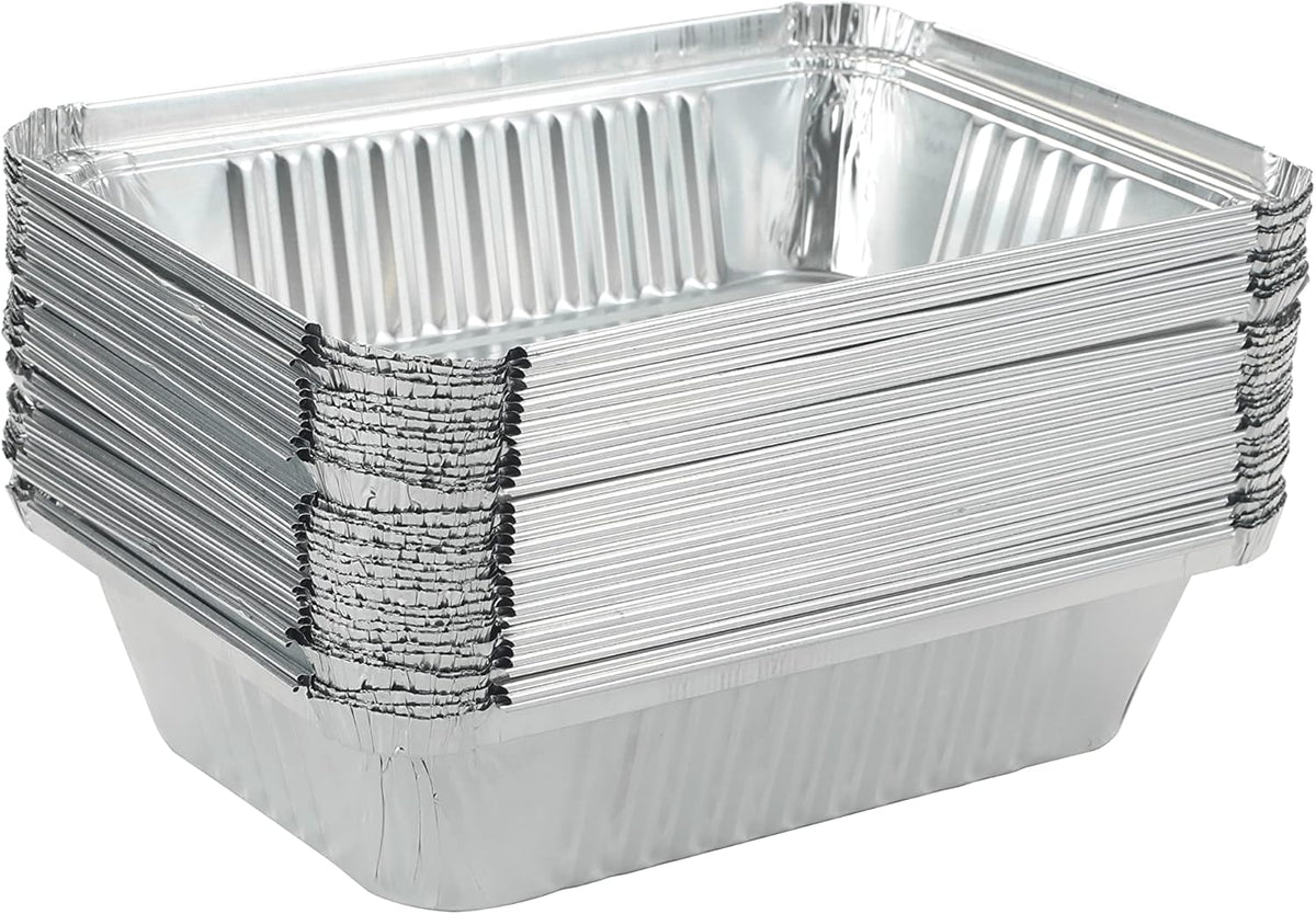 25Pack Disposable Aluminum Foil Pans with Lids 8.5x6.3-2.25LB