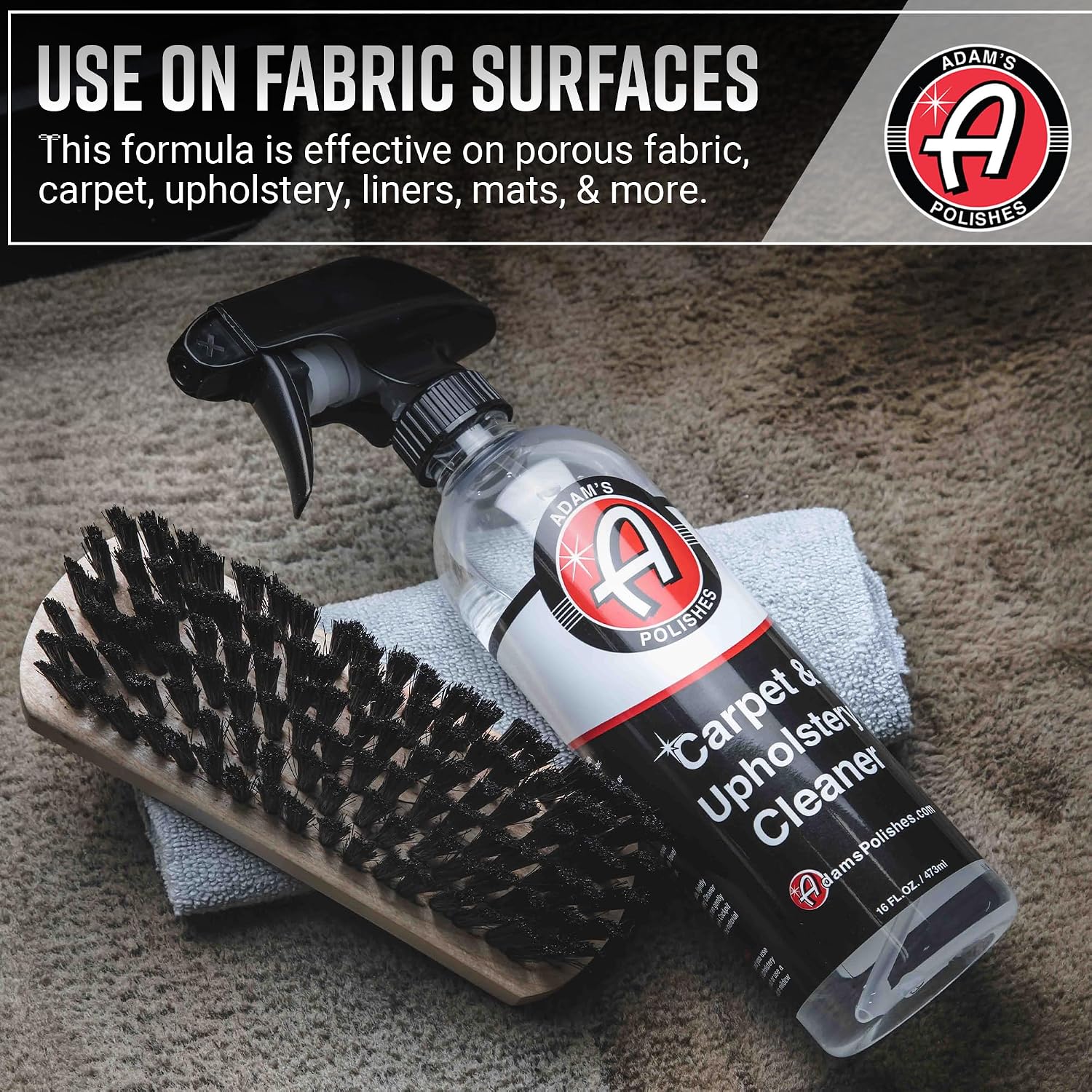 Carpet & Upholstery Cleaner (16oz) - Powerful Car Carpet Cleaner For Auto Detailing, Cloth & Fabric Interior Cleaning