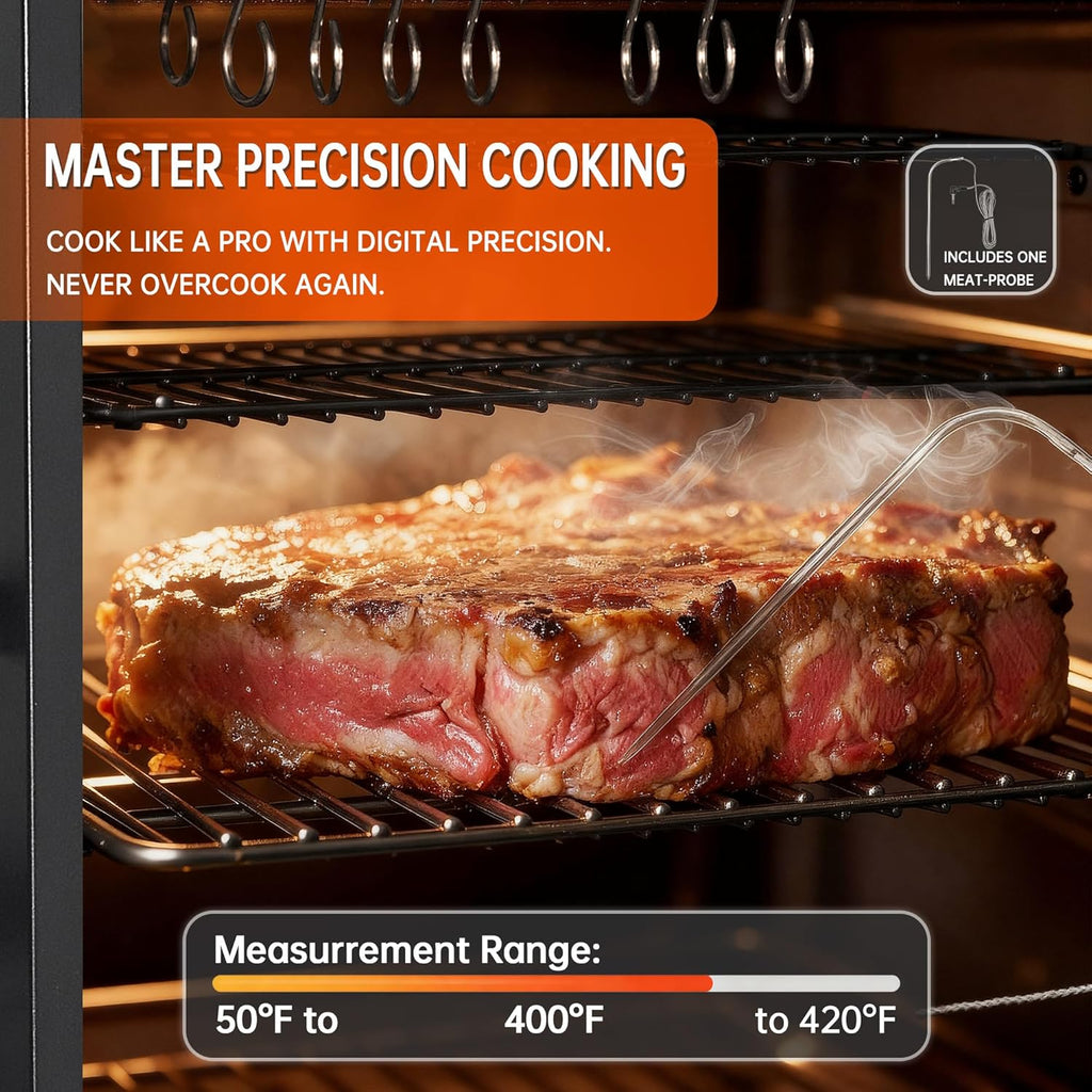 Vertical Pellet Smoker with Cover & Meat Probe, 4-Rack Electric BBQ Smoker Grill, 616 sq in Cooking Space, Digital