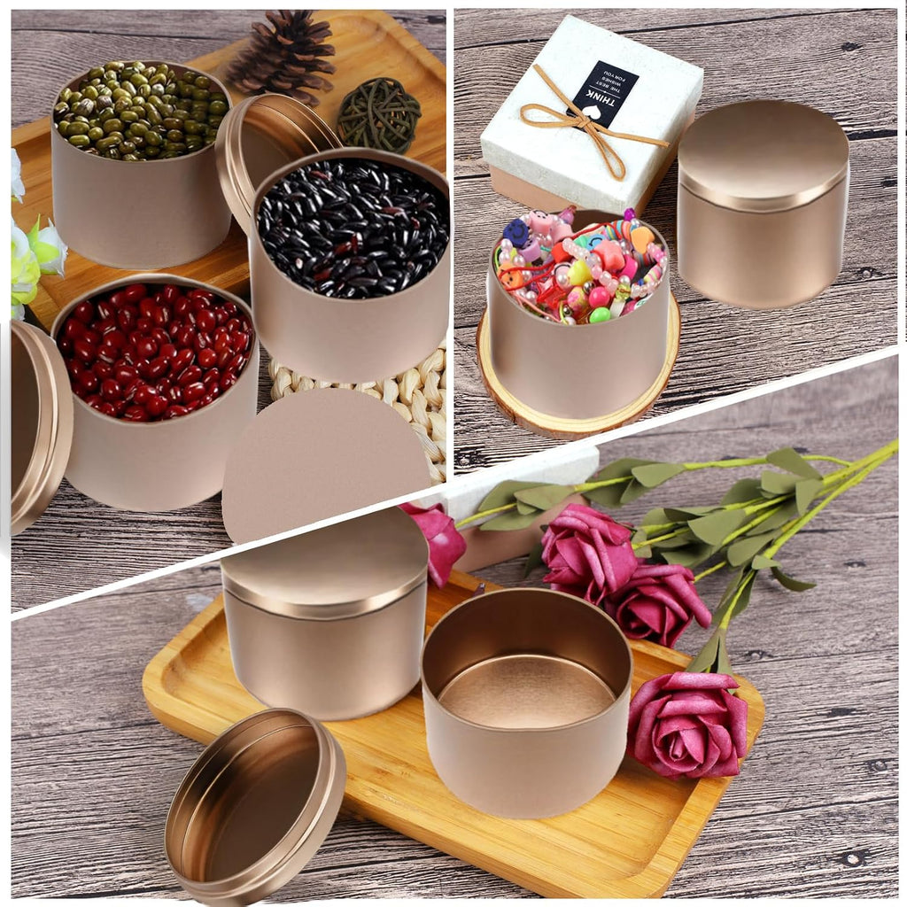24 Pcs,4oz Rose Gold Empty Candle Tin with Lids for DIY Candle Making | Metal Candle Jar,Candle Jars for Making