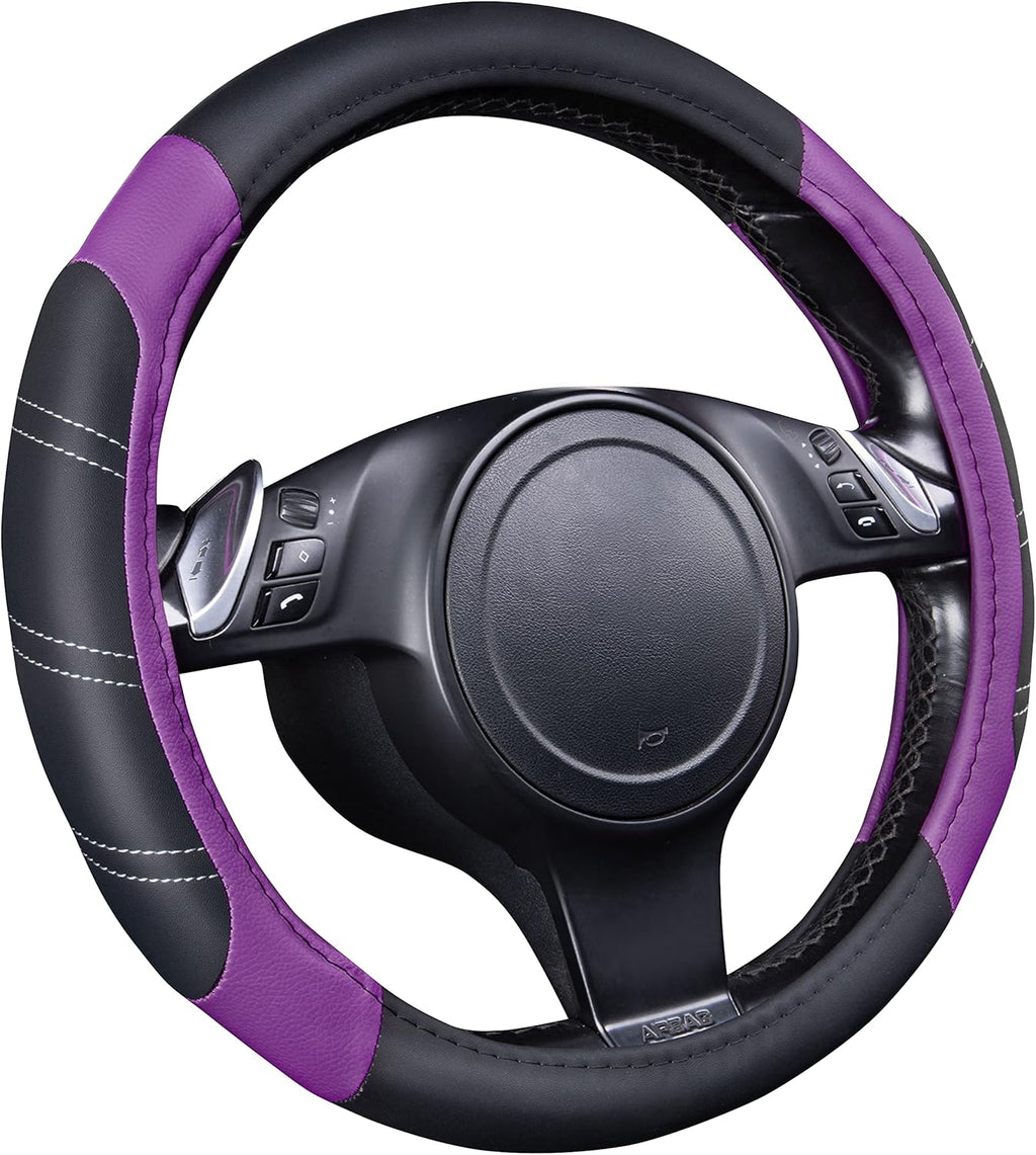 Line Rider Microfiber Leather Sporty 14.5-15 inch Steering Wheel Cover Universal Fits for 95% Truck,SUV,Cars