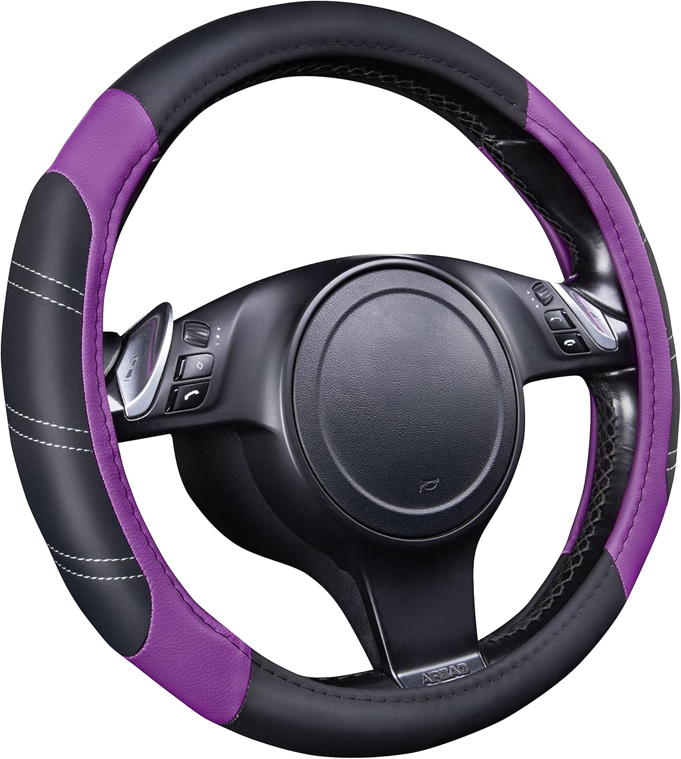 Line Rider Microfiber Leather Sporty 14.5-15 inch Steering Wheel Cover Universal Fits for 95% Truck,SUV,Cars