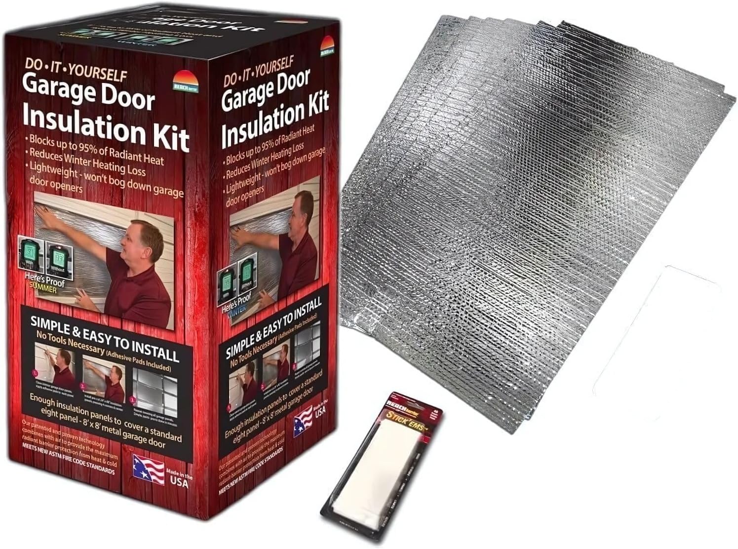 Garage Door Insulation Kit, Reflective, 8x8 Single Door
