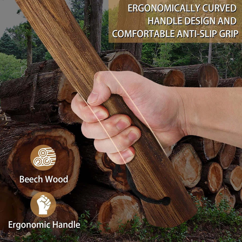 15.7" Hatchet, Camping Hatchet, Hand-Forged Axe with Sheath for Wood Chopping, Splitting, and Carving, Bushcraft Axe
