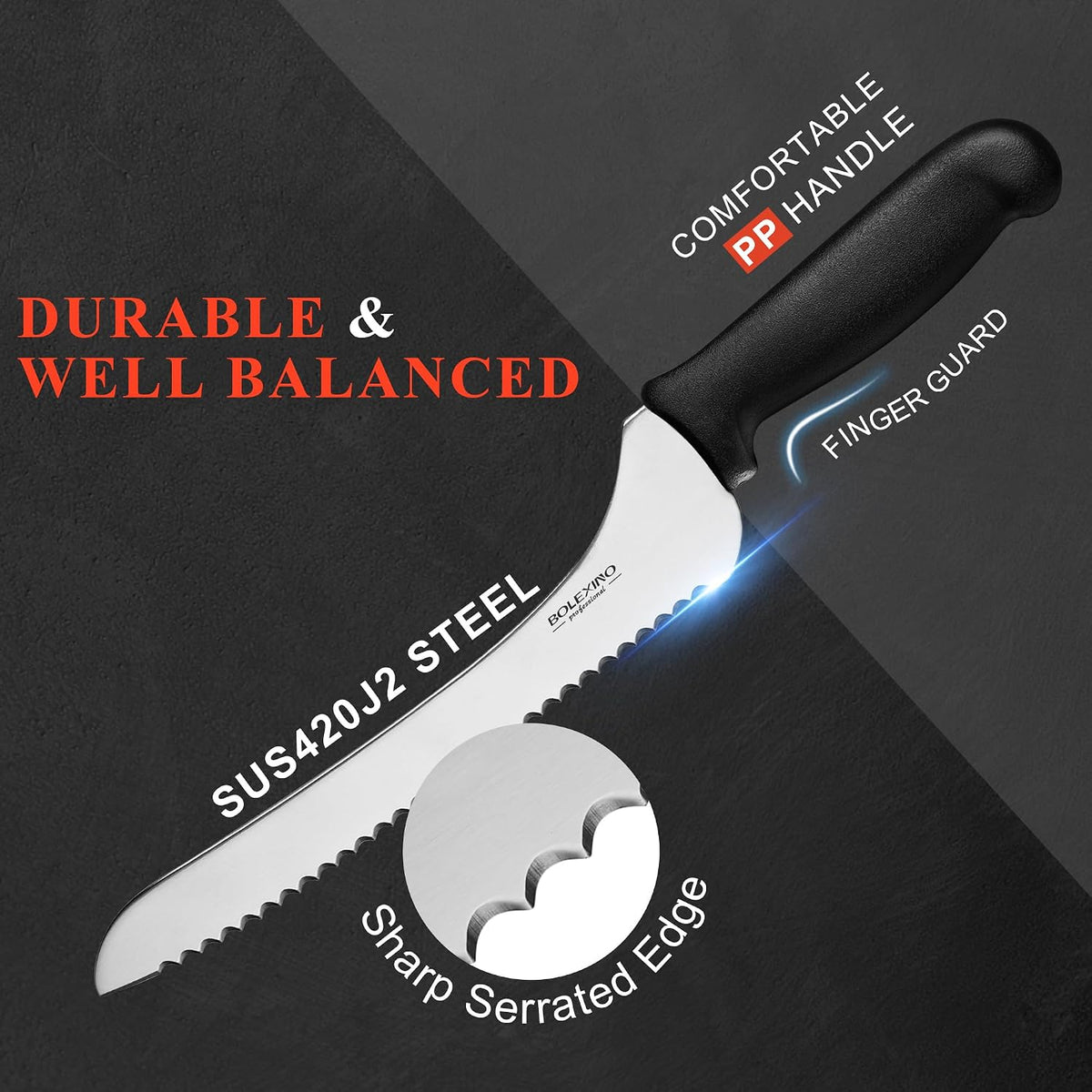 9 Inch Offset Serrated Bread Knife, for Homemade Sourdough & Cake