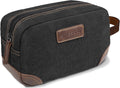 Men's Toiletry Bag, Leather and Canvas Travel Toiletry Bag, Dopp Kit for Men, Travel Bathroom Bag Men's Shaving Kit
