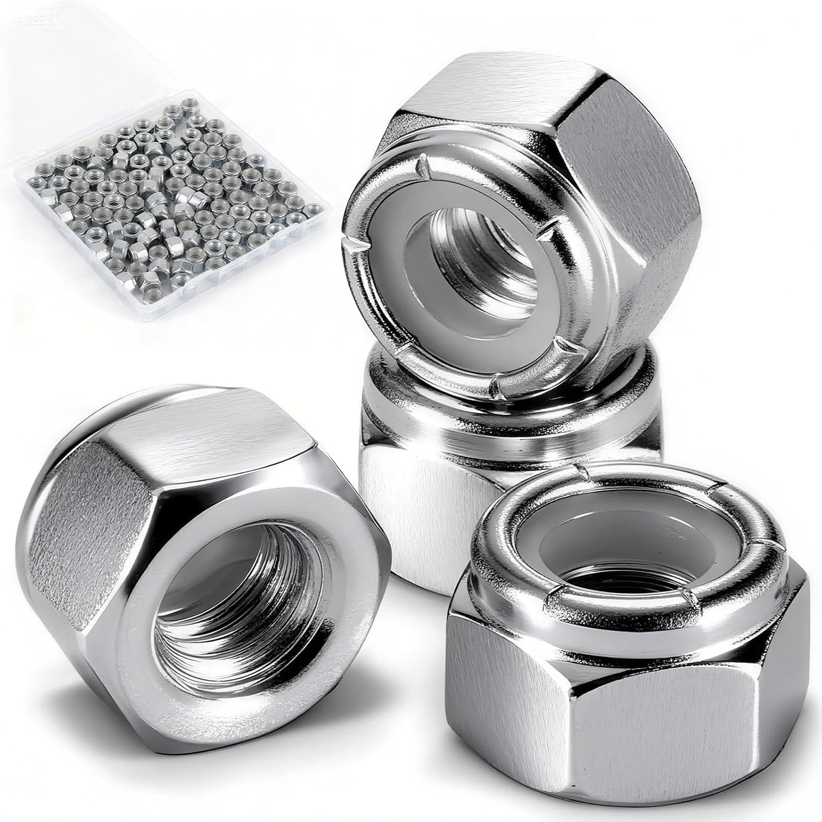 1/4"-20 Lock Nuts, 100-Pack, Premium Carbon Steel
