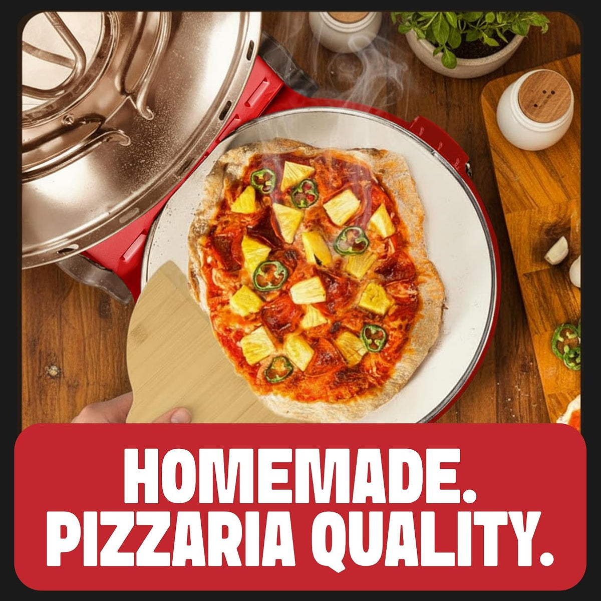 Crispy Crust Pizza Oven by Granitestone – 12 Inch Electric Pizza Oven Indoor Countertop Maker with Ceramic Stone