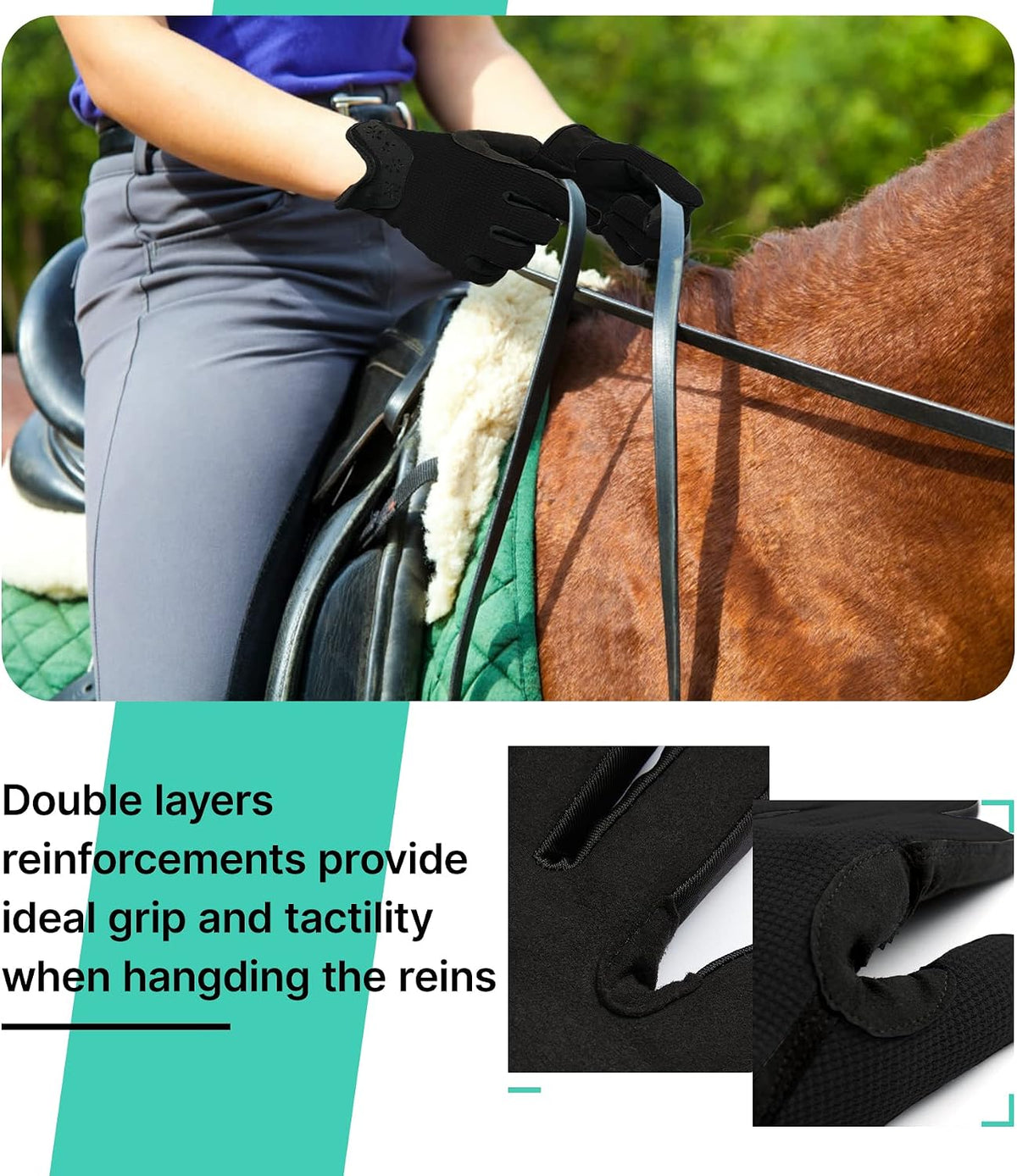 Kids Horse Riding Gloves Girls Youth Equestrian Gloves