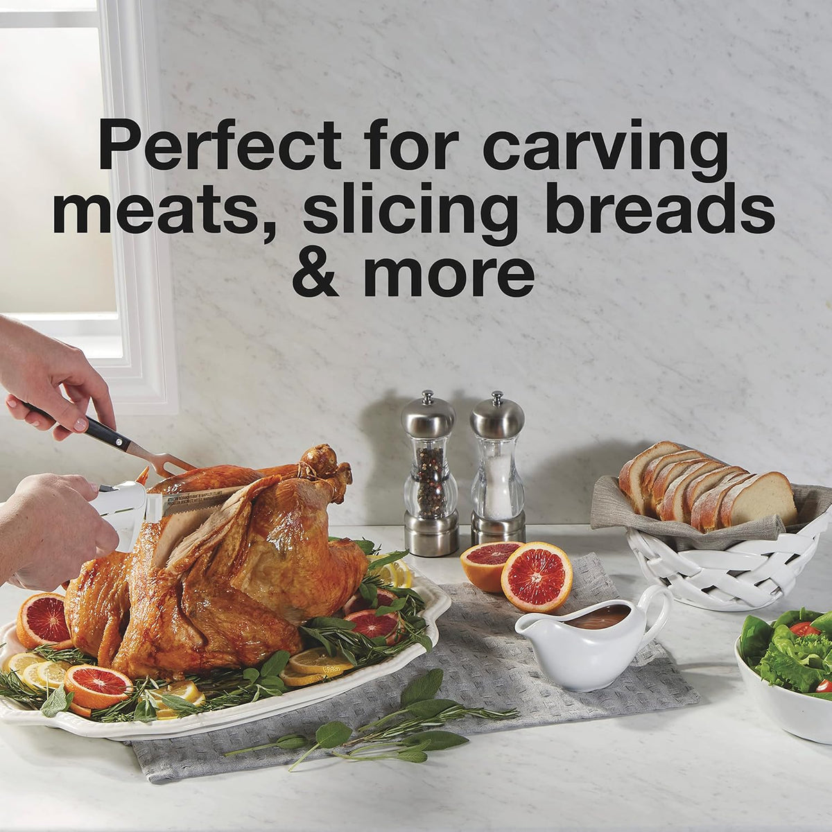 Easy Slice Electric Knife With Serrated Stainless Steel Blade
