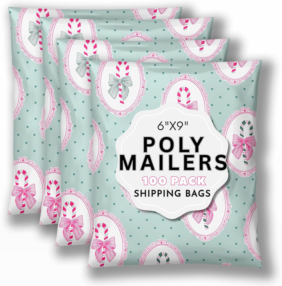 6x9 Christmas Poly Mailers- Cute Holiday Shipping Bags