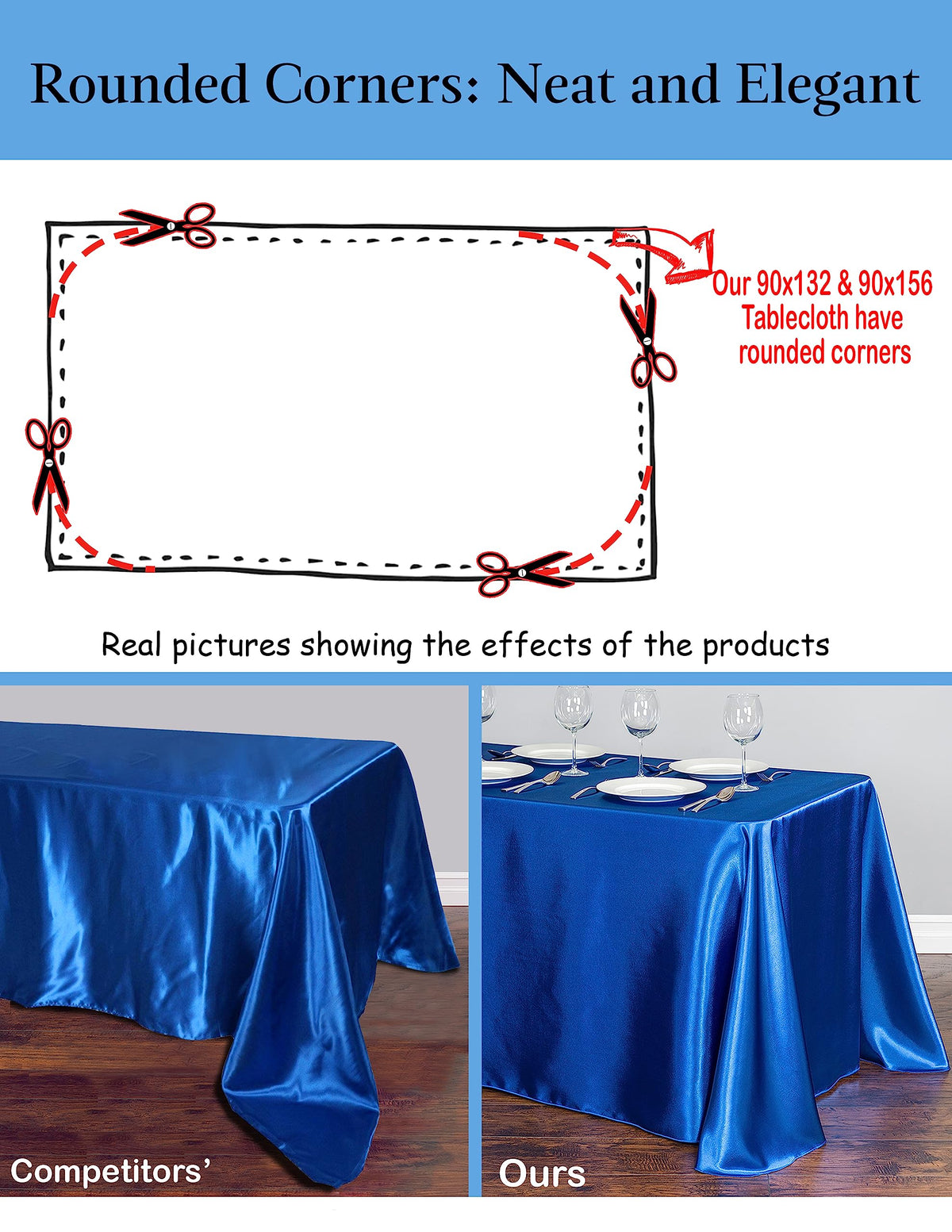 LinenTablecloth 90 x 156-Inch Rectangular Polyester Tablecloth Black