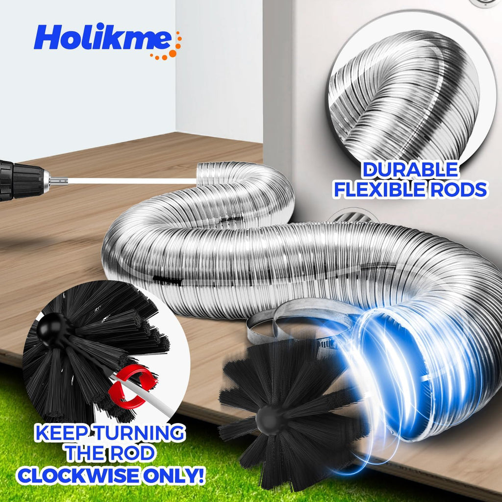 16Ft Dryer Vent Cleaner Kit - Flexible Lint Brush for Deep Cleaning