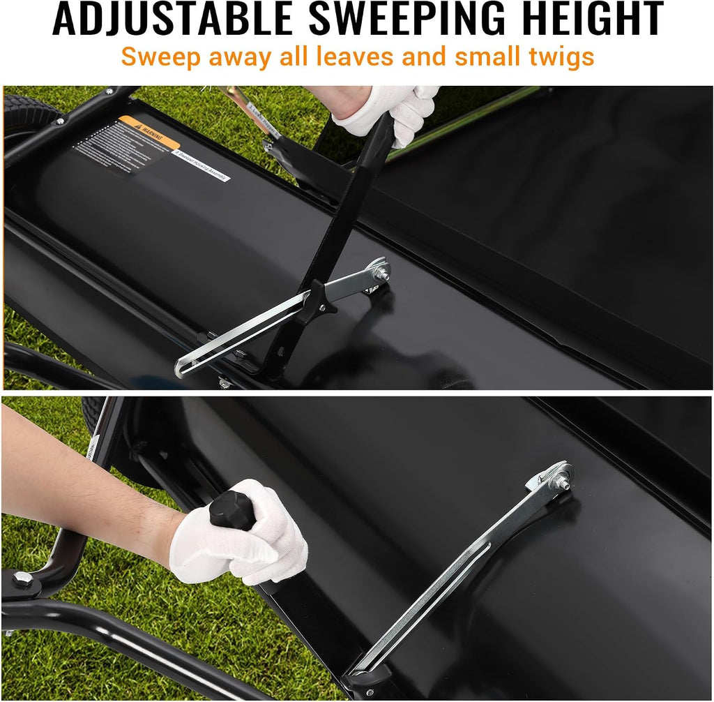 52" Heavy Duty Tow Behind Lawn Sweeper - 26 Cu.ft Hopper, Adjustable Sweeping Height, Pull Behind Yard Sweeper for
