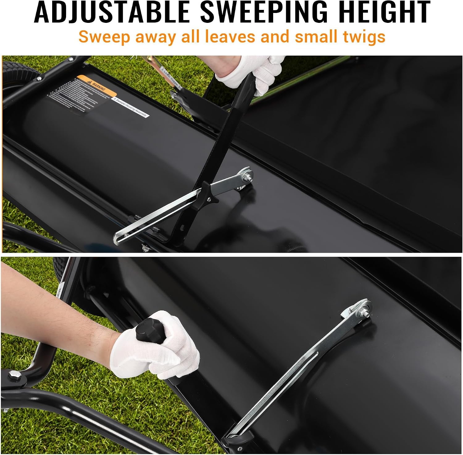 52" Heavy Duty Tow Behind Lawn Sweeper - 26 Cu.ft Hopper, Adjustable Sweeping Height, Pull Behind Yard Sweeper for