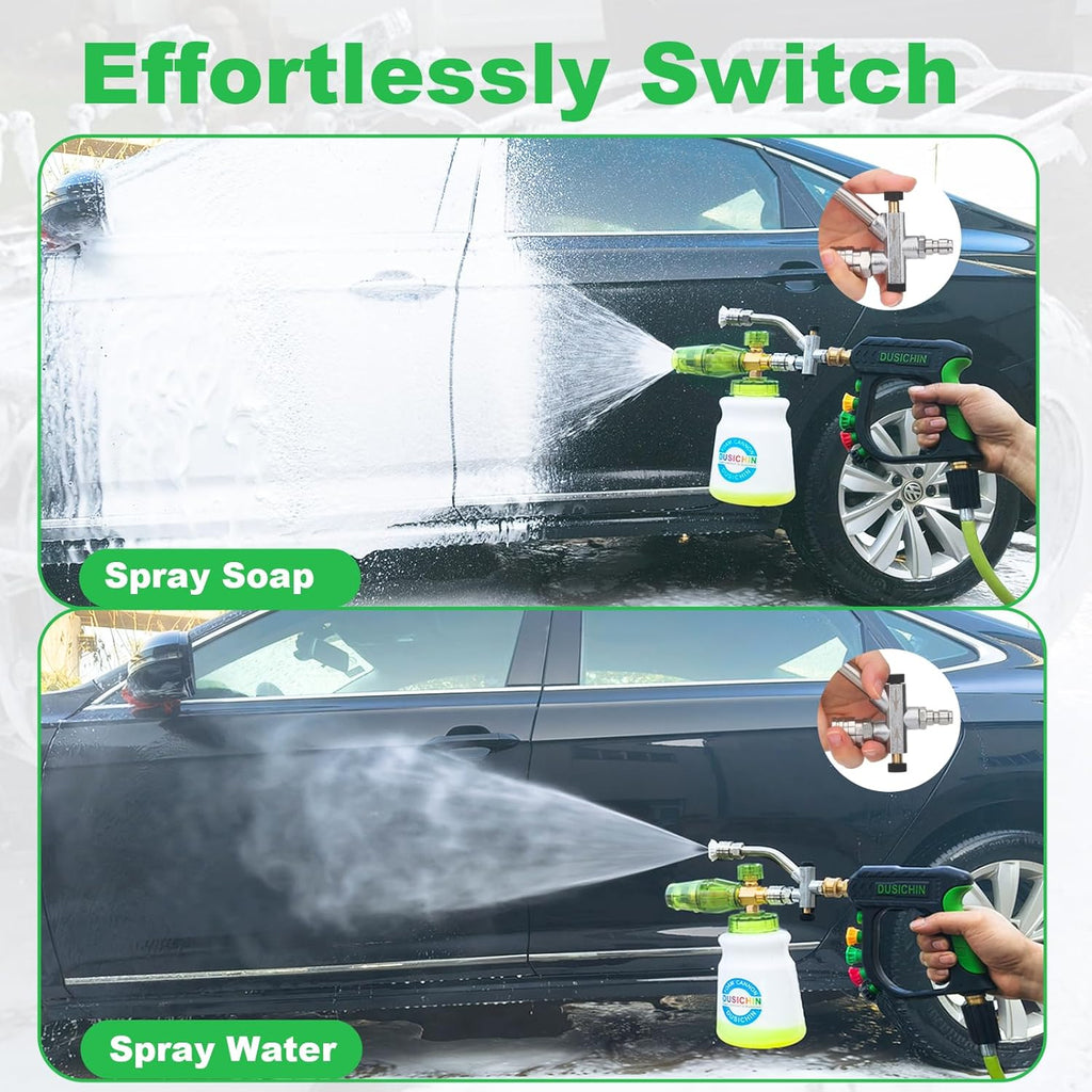 Pressure Washer Accessory Short Wand Foam Cannon | Dual Connector Shift Valve Car Wash Foam Cannon Kit 1/4 Inch Quick