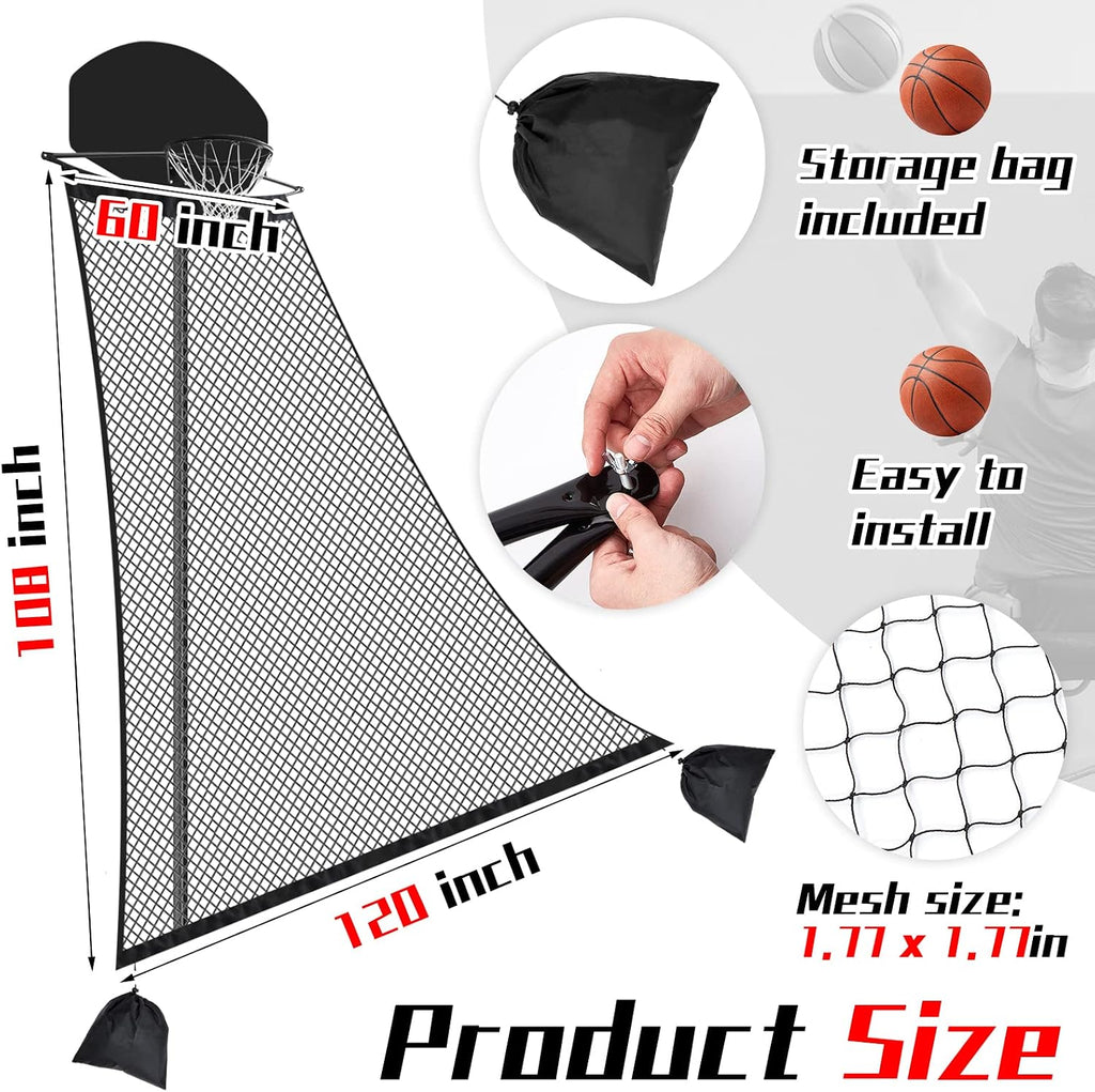 Basketball Rebounder 120 x 108 x 60 Inch Heavy Duty Basketball Return System Basketball Return Attachment for Hoops