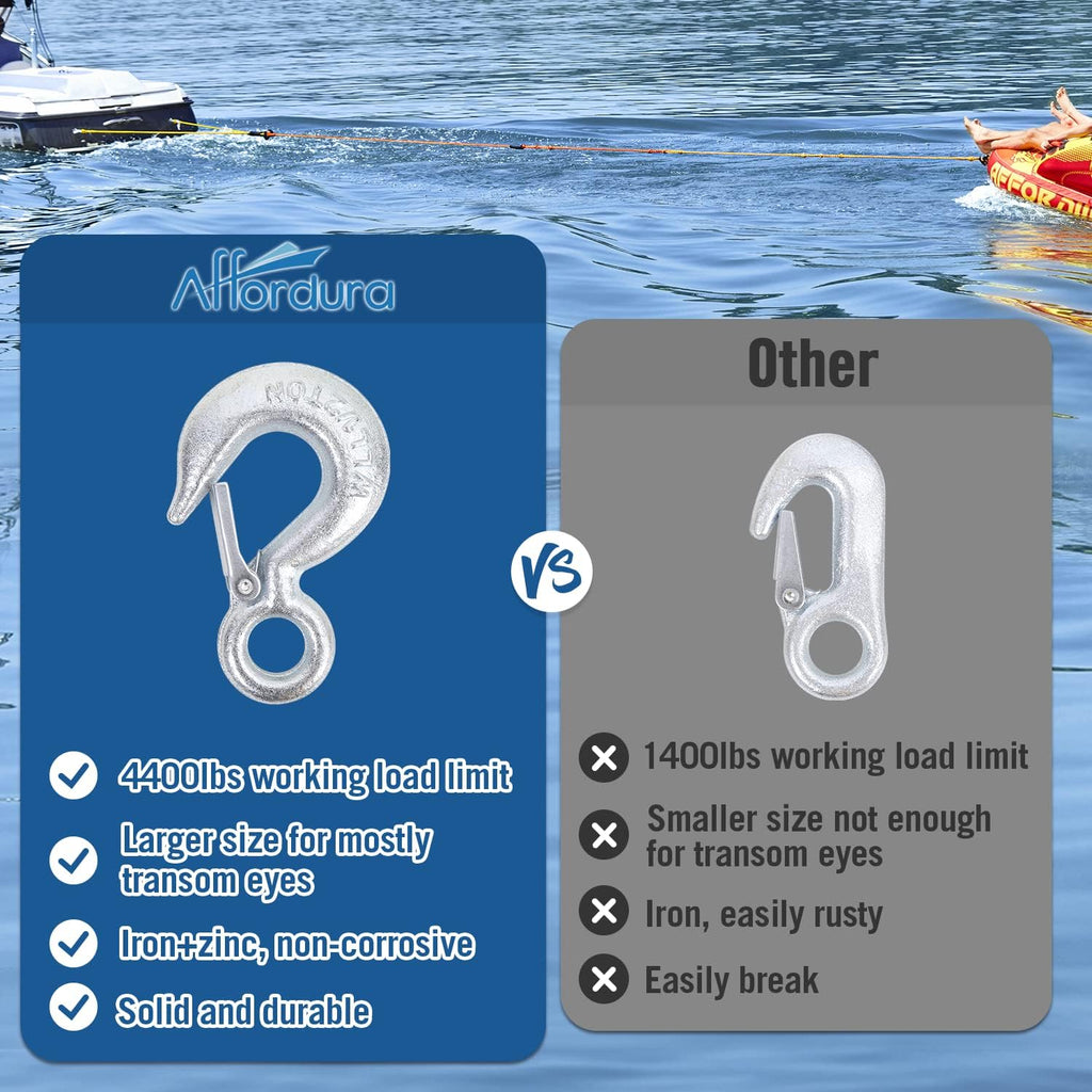 Boat Tow Harness for Tubing Ski Tow Harness for Boat for 4 Riders, Tube Tow Harness with Large Clip Quick Connector