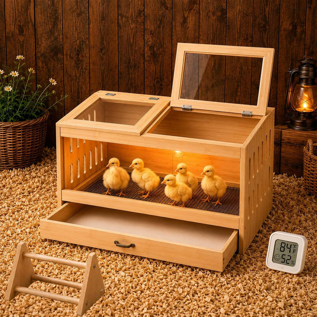 Wooden Brooder Box for Chicks, Ducklings & Quail Chick House