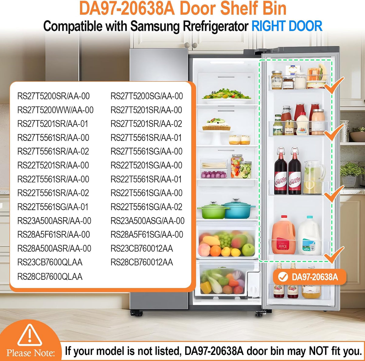 UPGRADED DA97-20638A Refrigerator Door Shelf Replacement Compatible with Samsung Refrigerator Door Bin Replacement Parts RS27T5200SR RS27T5561SR RS22T5561SR RS27T5201SR RS22T5561SG Door Shelf Bin