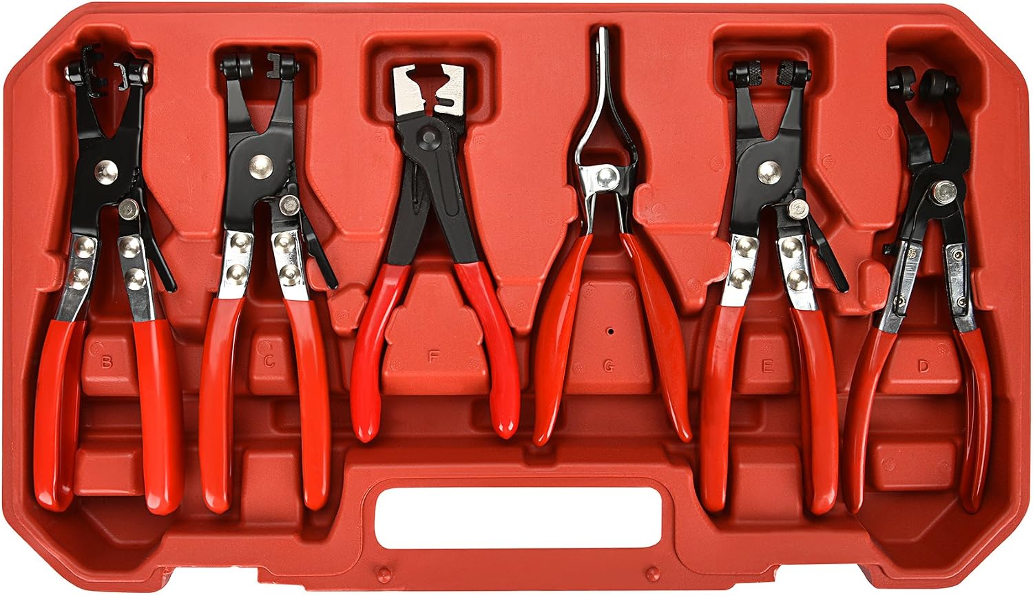 9pc Hose Clamp Pliers, Professional Automotive with Flexible Wire Long Reach, Clic R Type Swivel Jaw and Flat Band