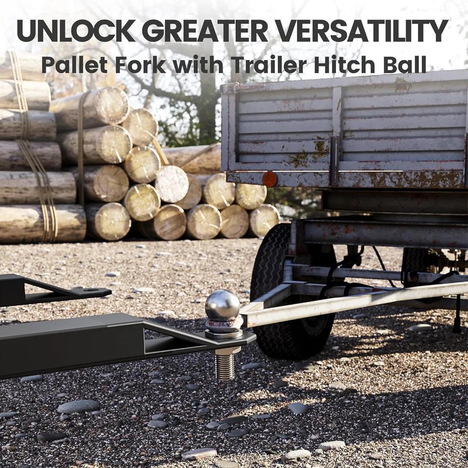 Heavy Duty Pallet Forks 2600 lbs Capacity, 46" Quick Attach Skid Steer Forks with Trailer Hitch Ball for Tractor