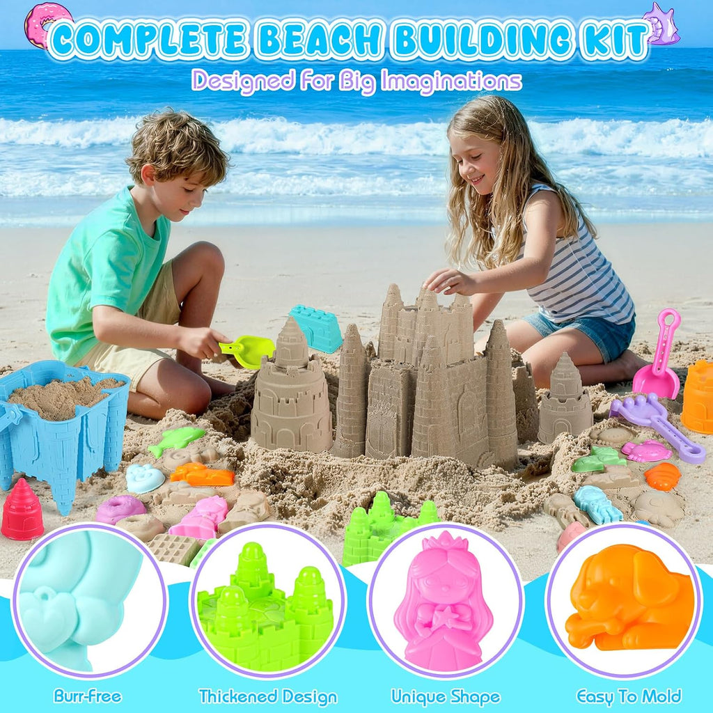 Beach Toys,Sandcastle Building Kit,Outdoor Toys for Kids Ages 3-10 | Creative Sand Toys with Stack Castle