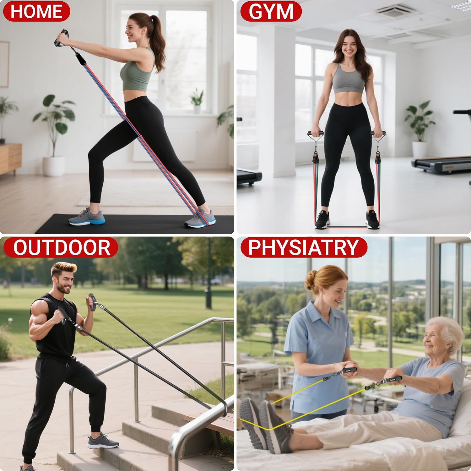 Resistance Bands, Exercise Bands for Working Out with Handles | Resistance Bands with Handles, Door Anchor for Home
