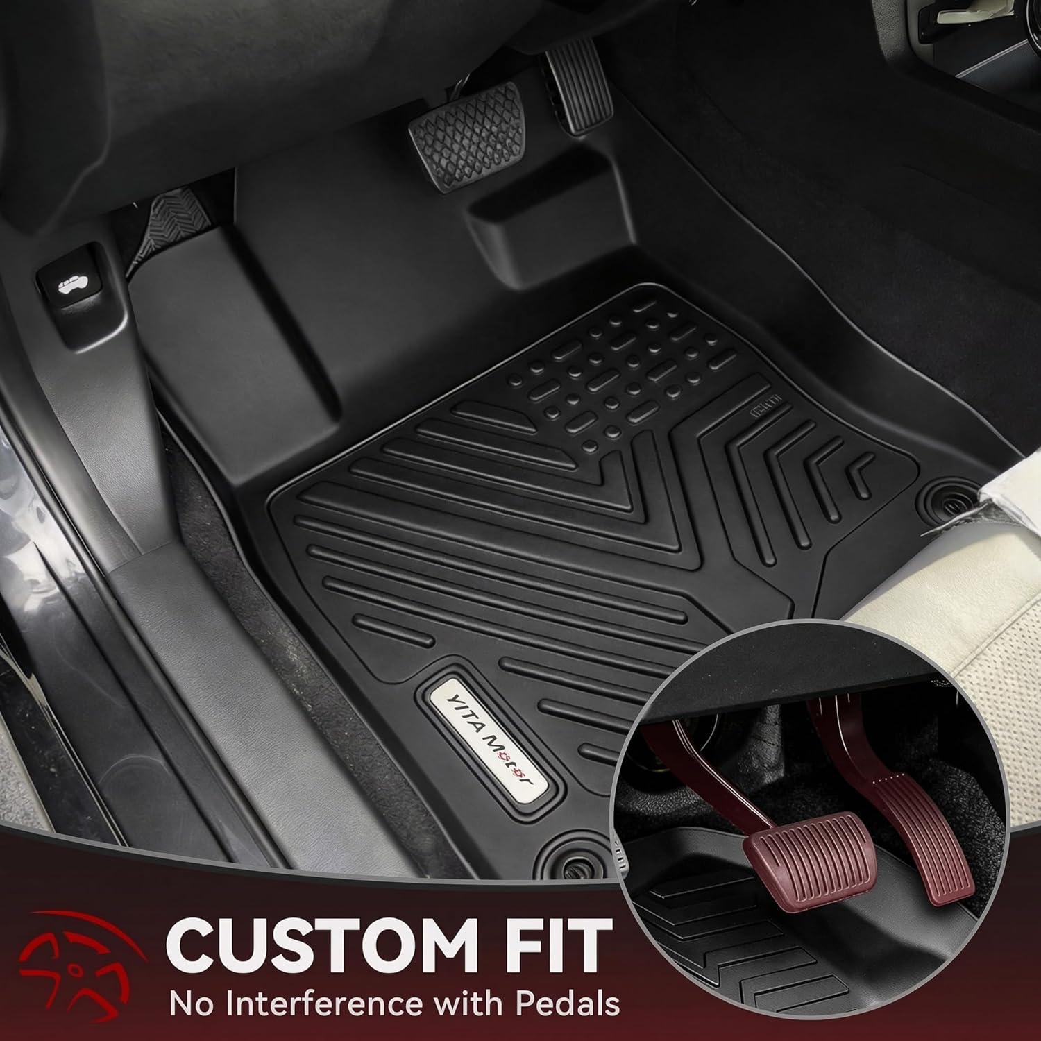 Floor Mats for Honda Civic Sedan/Type R 2016-2021 & Hatchback 2017-2021 & Coupe 2016-2020, TPE All-Weather Custom Fit