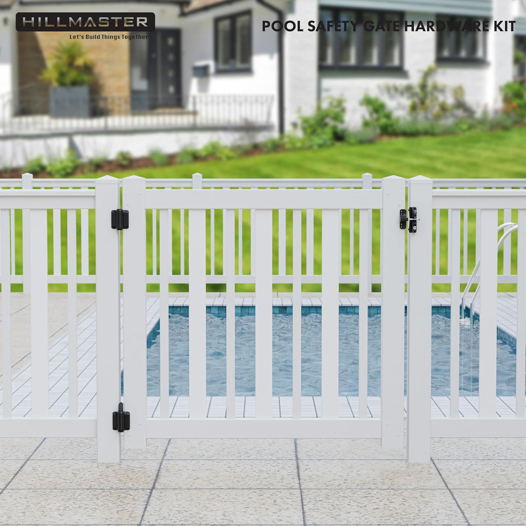 Self Closing Gate Hinges and Key Lockable 2 Sided Gate Latch Gate Hardware Kit,Two Sided Self Locking Gate Latch and