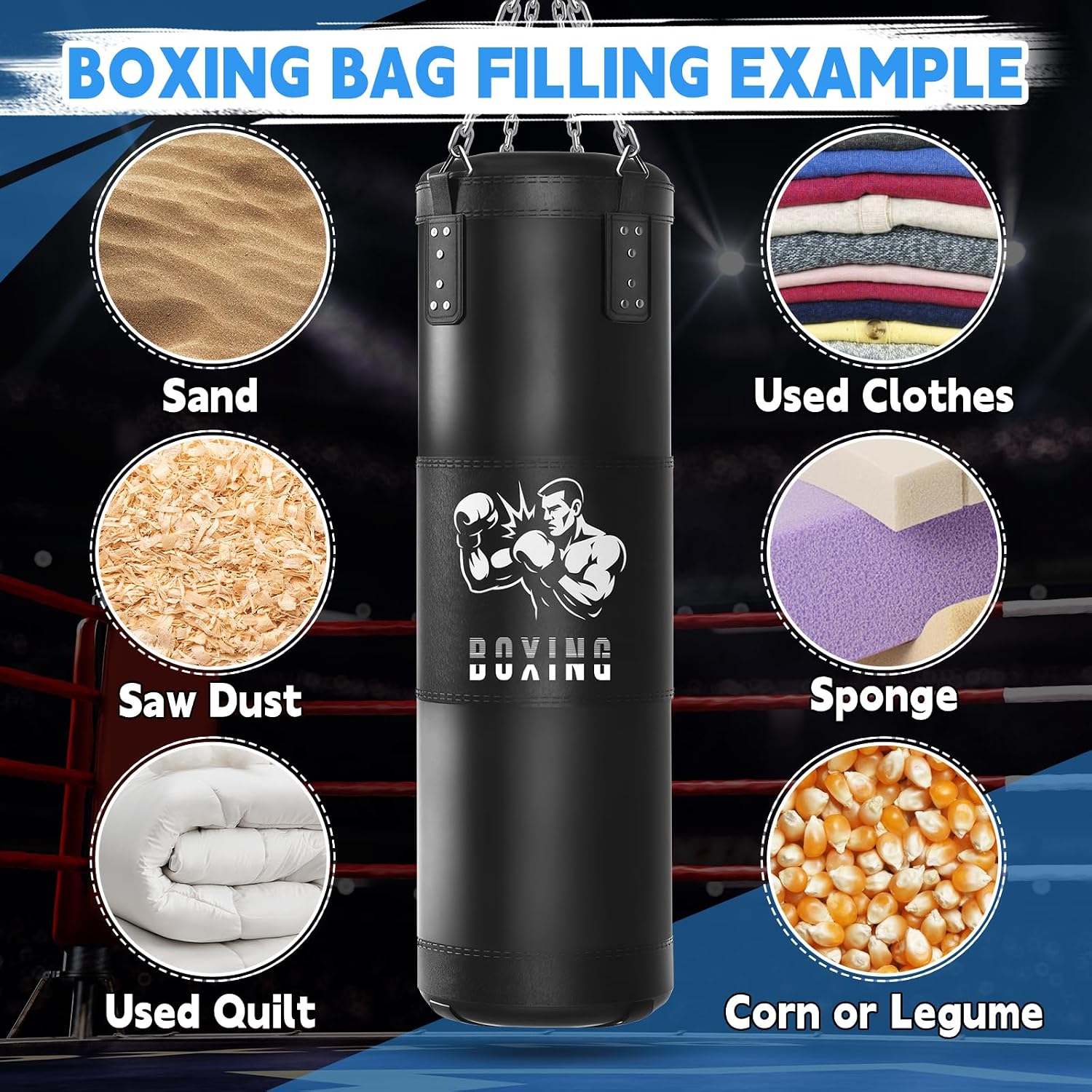 Punching Bag for Adults, 4FT Hanging Heavy Boxing Bag Set with Boxing Gloves for MMA Karate Kickboxing Muay Thai