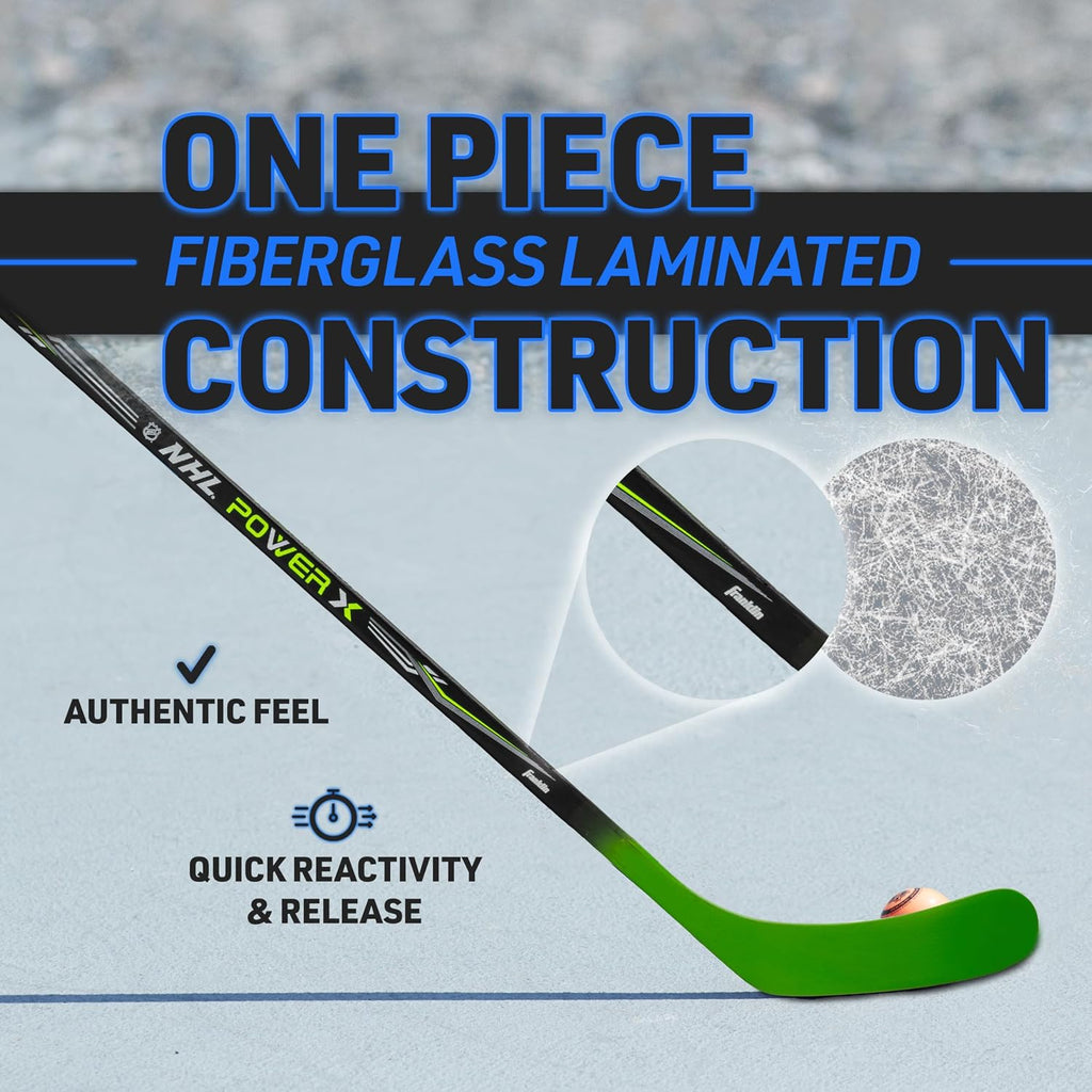 Franklin Sports Street Hockey Sticks - Ambush Junior Street Hockey Stick - Wood and Fiberglass Shaft - ABS Blade