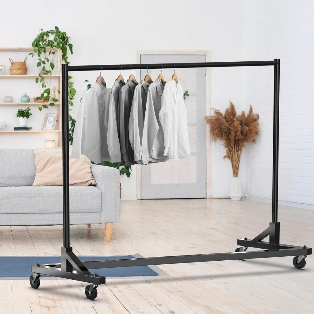 Industrial Grade Z-Base Garment Rack, 63" W/500Lb, Black