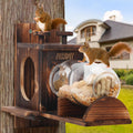 Squirrel Feeder, Large Squirrel Feeders for Outside, Durable Squirrel House, Wooden Chipmunk Feeder for Corn Peanuts